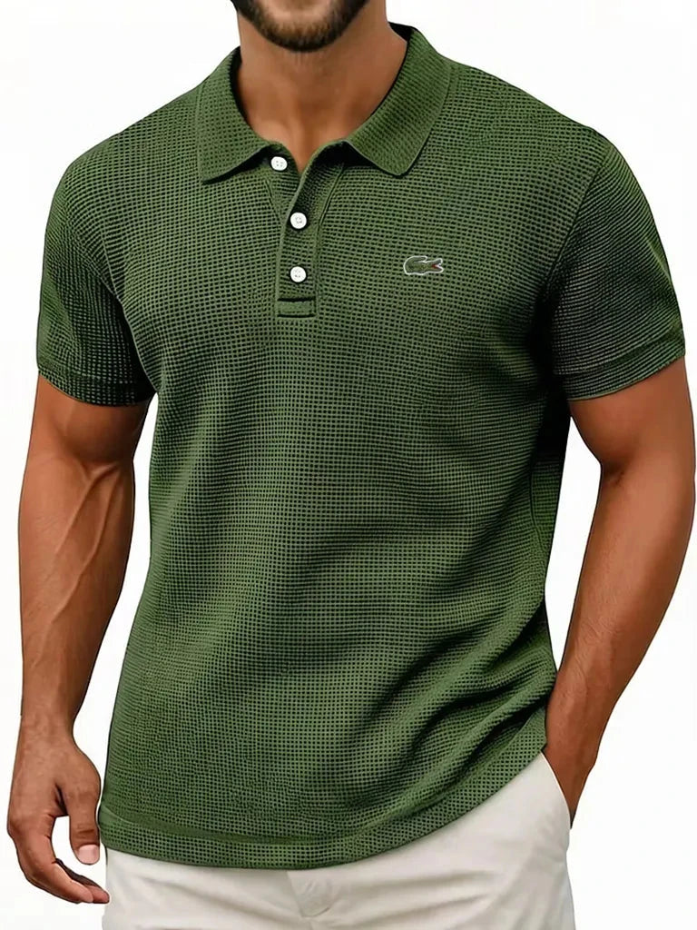 Waffle Knit Cotton Polo