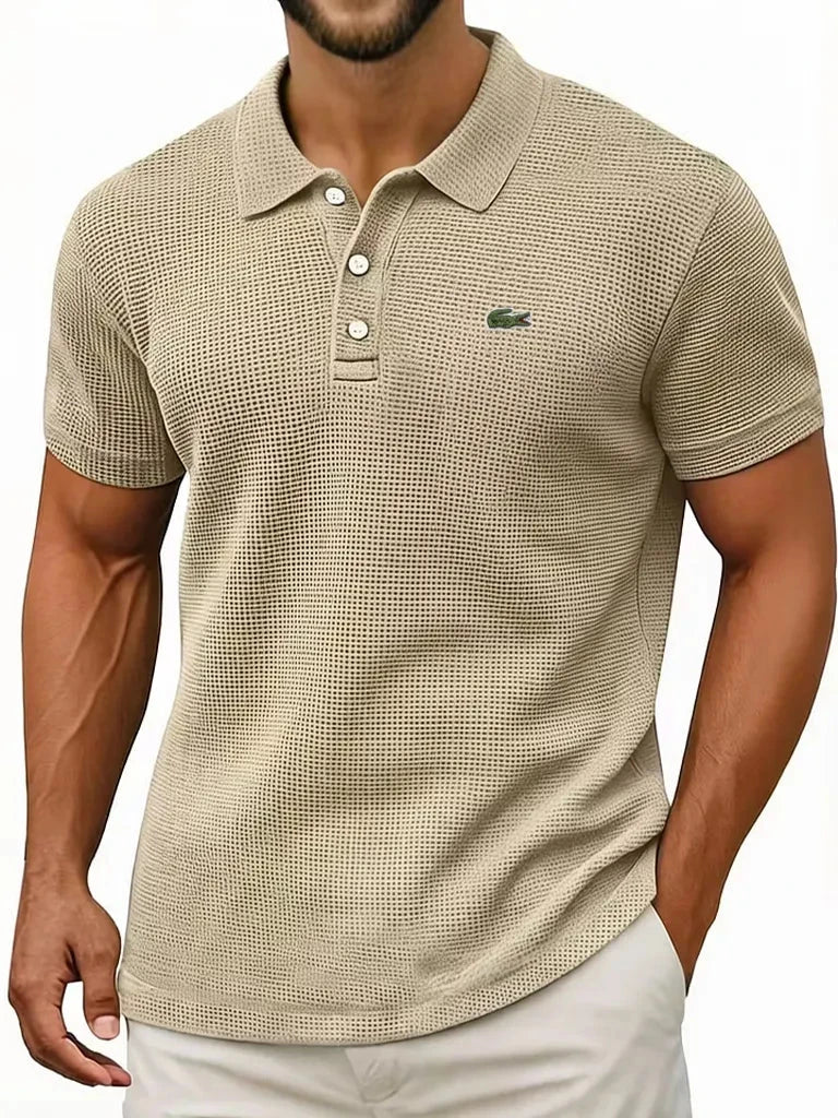Waffle Knit Cotton Polo