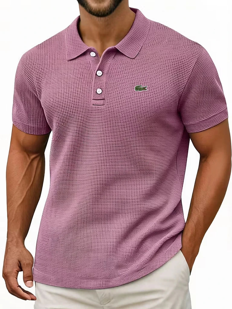 Waffle Knit Cotton Polo