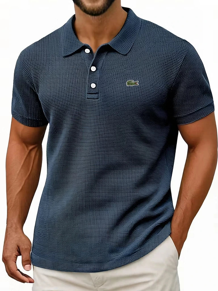 Waffle Knit Cotton Polo