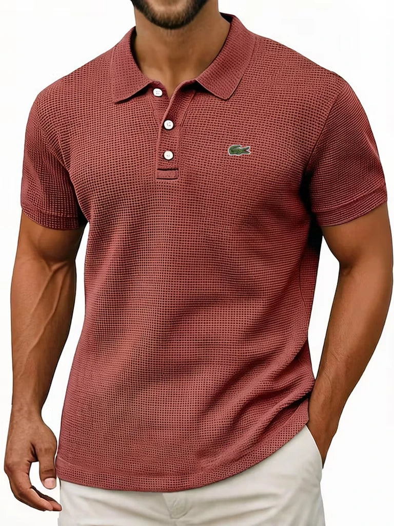 Waffle Knit Cotton Polo