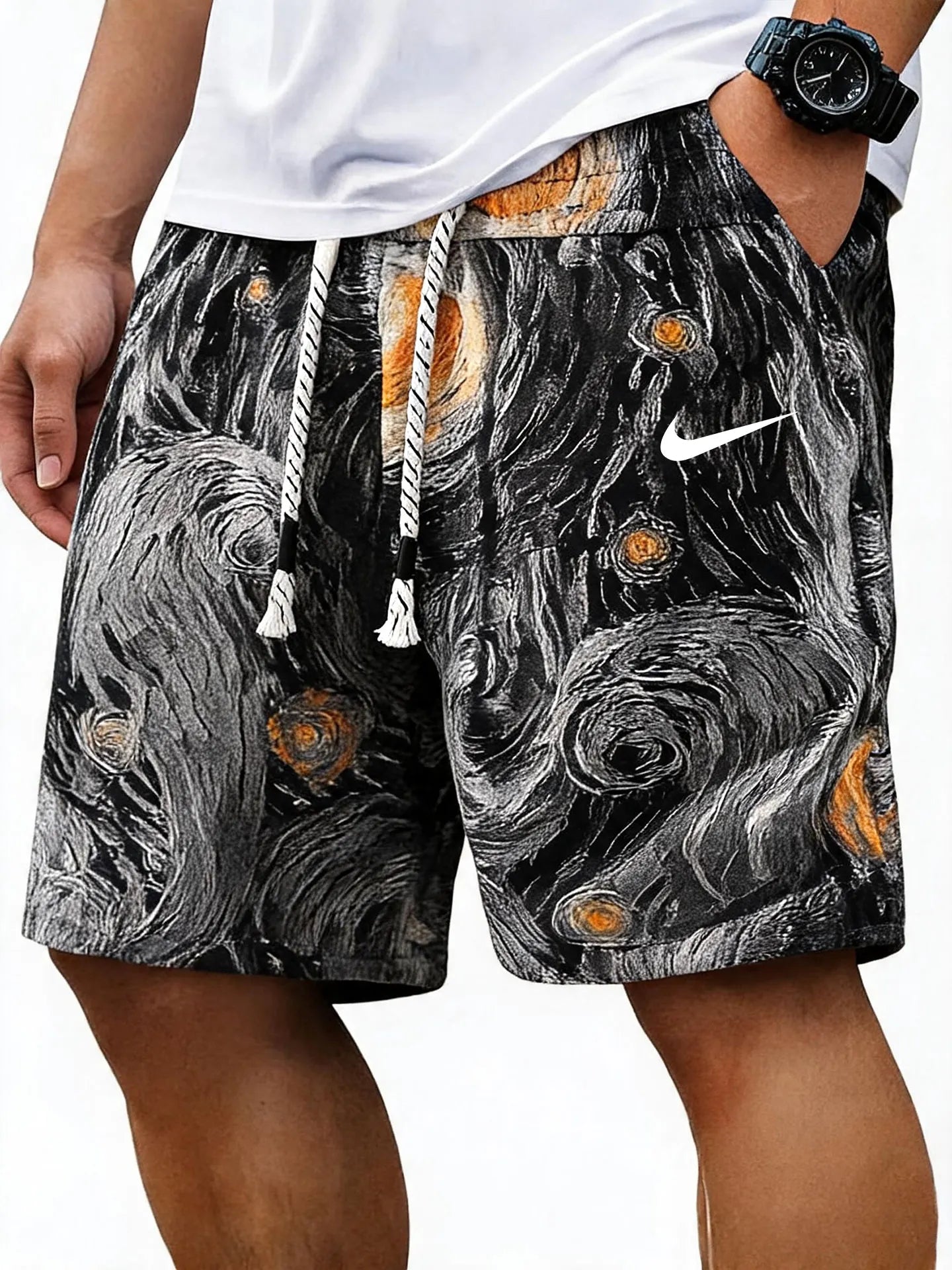 Men's Casual Trendy Embroidered Knitted Jacquard Shorts